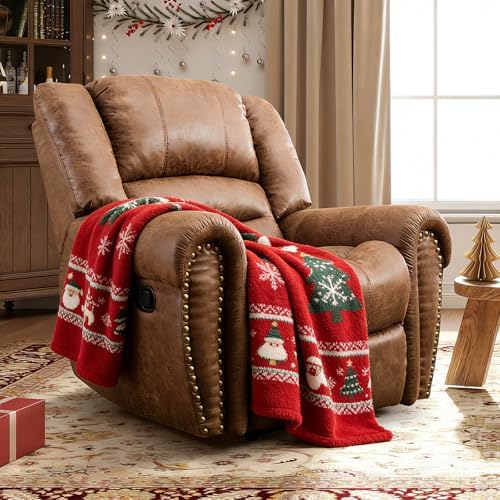 CANMOV Leather Recliner Chair, Classic and Traditional Manual Recliner Chair - Image 3