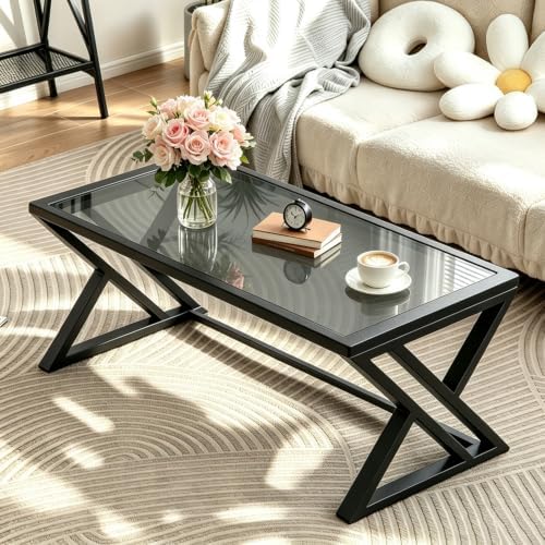 Wolawu Coffee Table Grey Glass Coffee Table by Wolawu