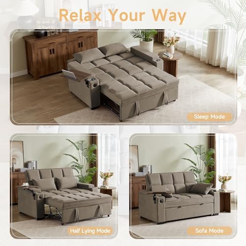 hansones 65" 3-in-1 Sofa Bed, Pull Out Sleeper Sofa - Image 7