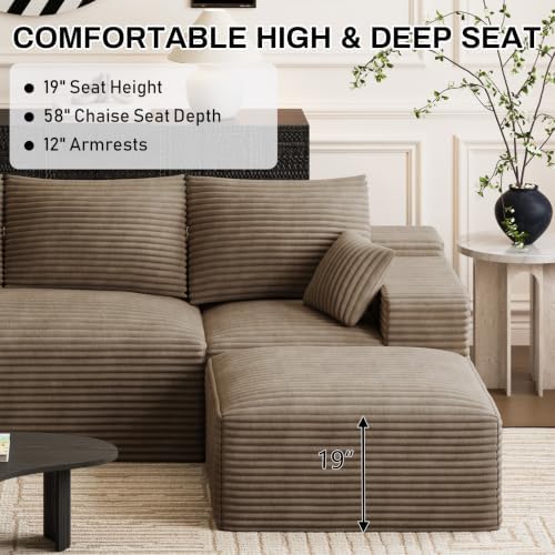 ONEMMLION 108" Oversized Cloud Boneless Couch Modular Sofas - Image 6