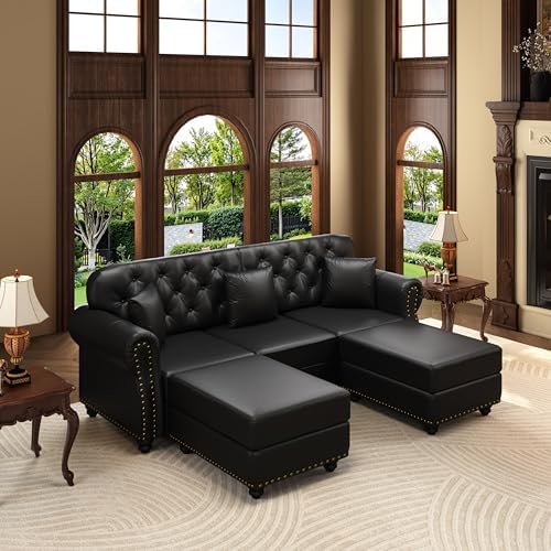 KEIKI 83" Faux Leather Chesterfield Sofa by KEIKI