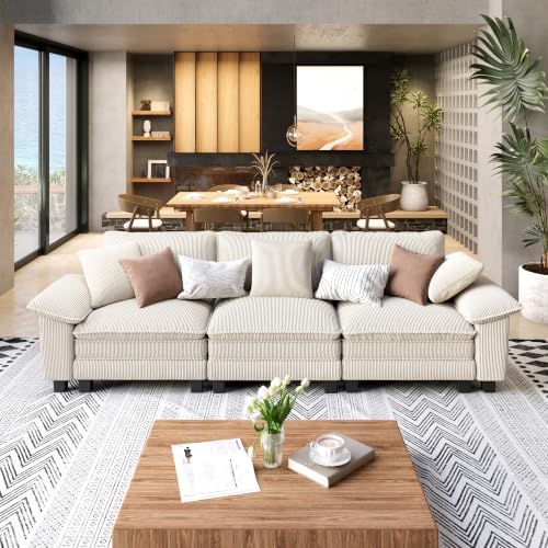 SUNSHINE VALLEY 123.6" 3-Seat Straight Modular Cloud Couch Sectional Sofa - Image 2