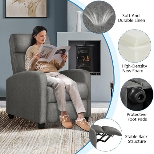 Yaheetech Recliner Chair with 3 Adjustable Angles Living Room Chairs Gray - Image 5