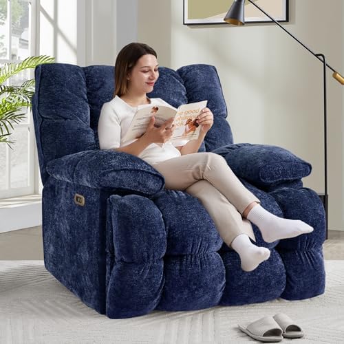 400lbs Oversized Power Swivel Rocker Recliner Chair by VIKAYAMICS