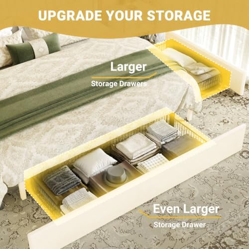SHA CERLIN King Upholstered Platform Bed Frame - Image 4