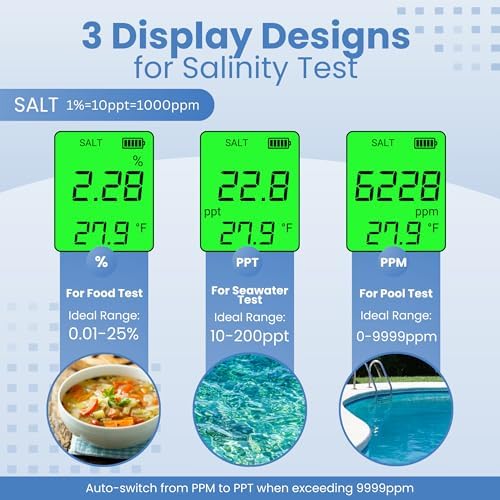All-New 2026 Pool Salt Tester & pH Meter | Digital 5-in-1 Salinity, Temperature - Image 4