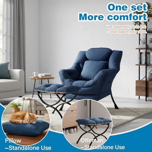 Lazy Chair with Ottoman, Comfy Reading Chair - Image 5
