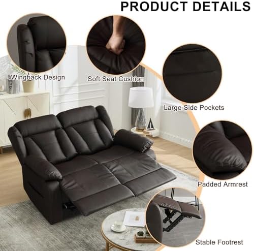 56.7" Reclining Loveseat Sofa, RV Loveseat Recliner Couch - Image 5