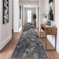 Abstract 3x10 Runner Rug for Hallway: Soft Washable Black Rug Pet Friendly by Luxcrest