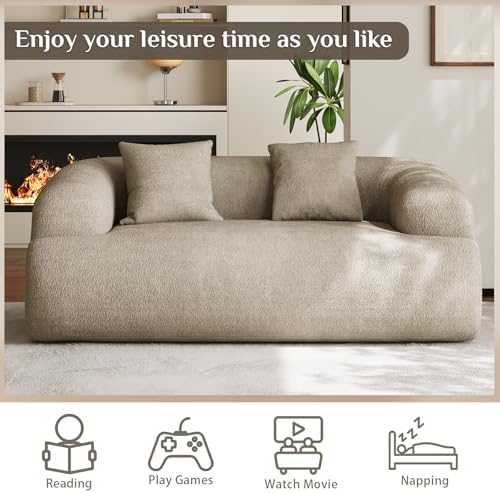 75" Boneless Cloud Loveseat, Modern Cute Curved Chenille Sofa, 2 Seater - Image 3