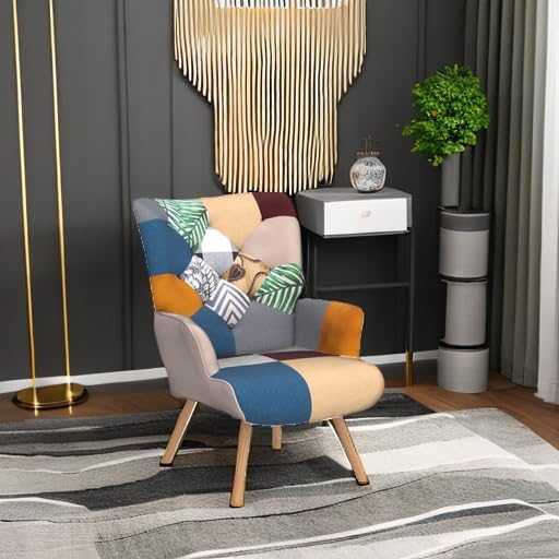 Joysoul Living Room Accent Chair, Modern High Back Armchair, Boho Patchwork - Image 5
