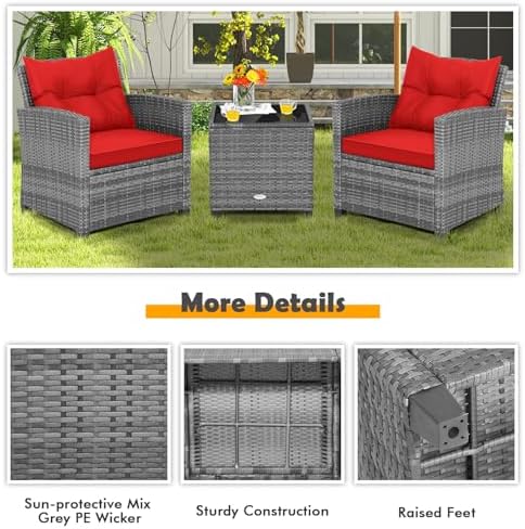 COSTWAY 3PCS Wicker Patio Furniture Set - Image 7