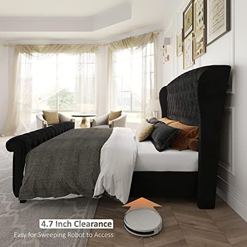 AMERLIFE King Size Upholstered Sleigh Platform Bed Frame - Image 6