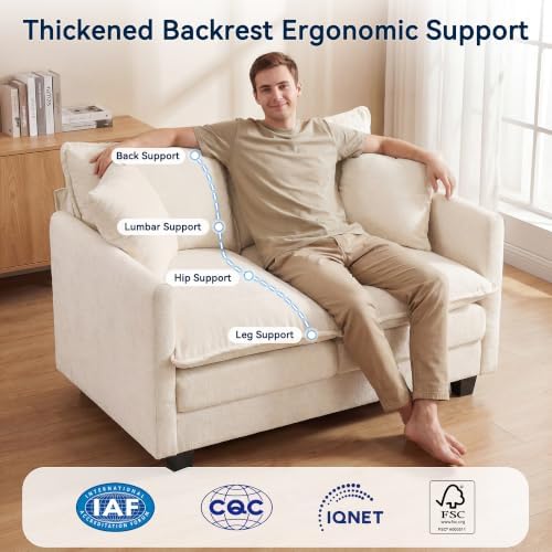 Loveseat Sofa Couch, Small Mini Compact 50" Love Seat 27" Deep Cloud Sofa Seat - Image 4