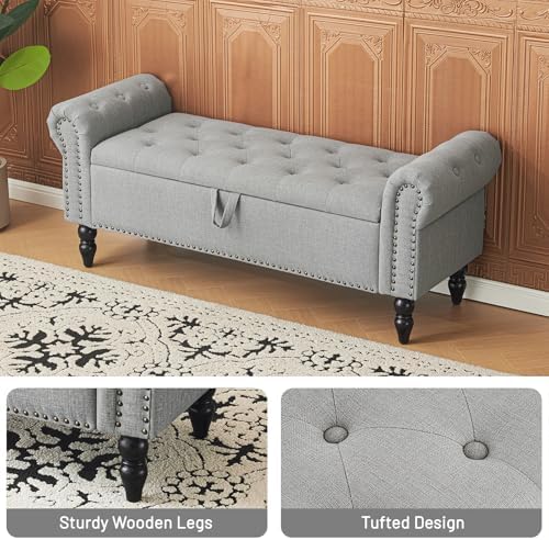 Furniliving 51” Bedroom Bench, End of Bed Bench - Image 4