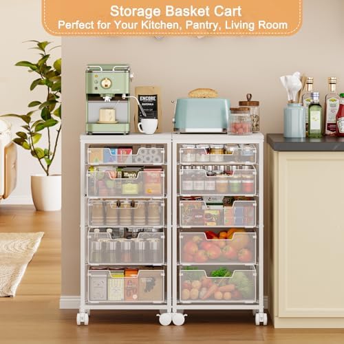 Kitchen Storage Cart with Wheels, 5-Tier Fruit Vegetable Storage Cart, Kitchen - Image 4