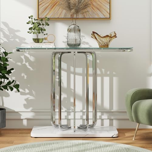 O&K FURNITURE 43" Modern Glass Console Table by OKFURNITURE