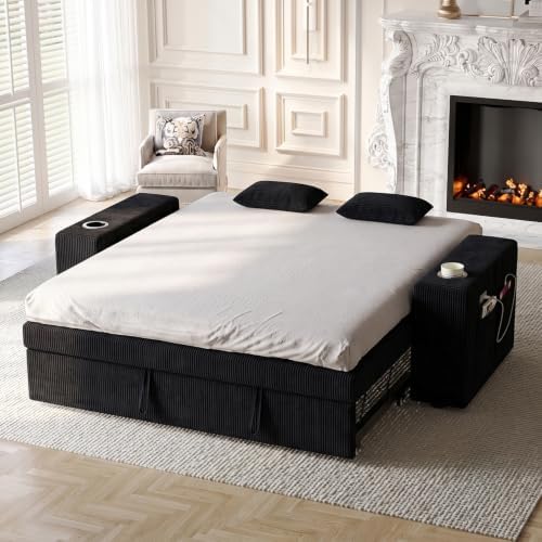 63 Inch Sleeper Sofa Bed, 3 in 1 Pull Out Couch Bed - Image 2