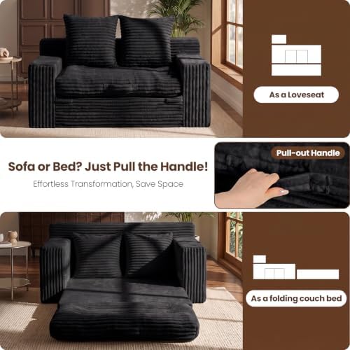 Boneless Couch, 4-in-1 Convertible Sofa Bed, Boneless Loveseat Sleeper - Image 4