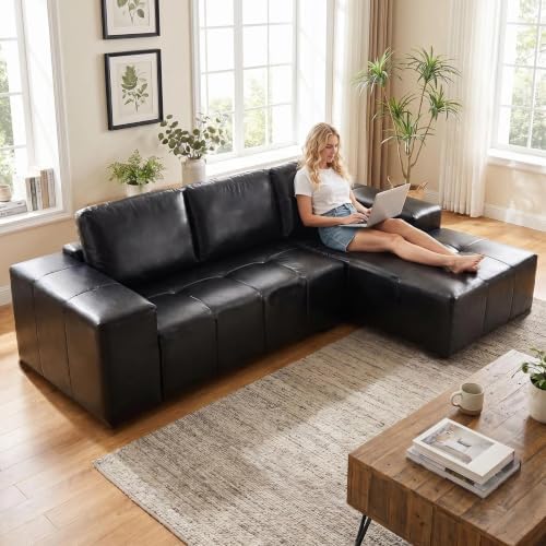 FUTUREHOPE 114" Leather Sectional Boneless Couches by FUTUREHOPEHome