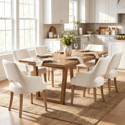 Linen Upholstered Dining Chairs Set of 4 - Image 4