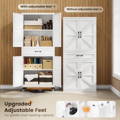 Yizosh 73" White Metal Garage Storage Cabinet - Image 6