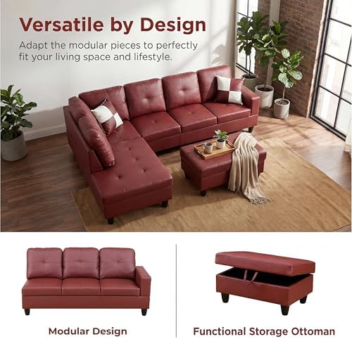 Faux Leather Sectional Couches for Living Room - Image 3