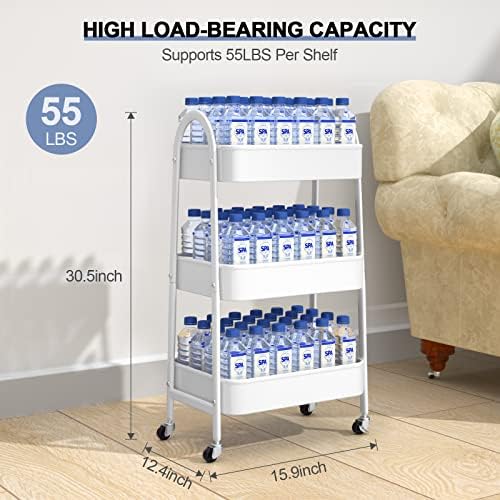 EAGMAK 3 Tier Utility Rolling Cart, Metal Storage Cart - Image 6