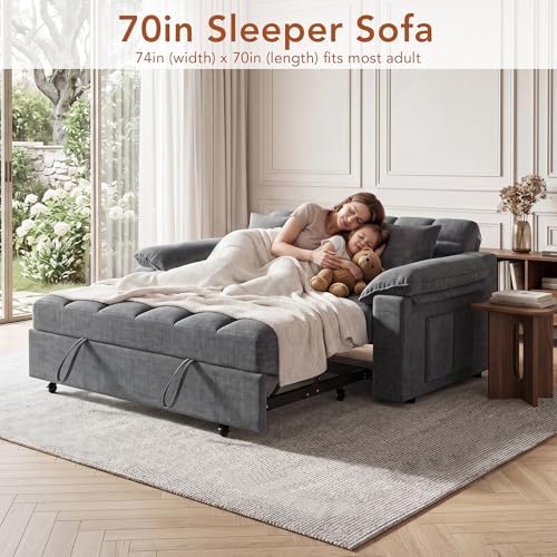 Vipbear Chenille Sleeper Sofa Bed, Guest Room - Image 3