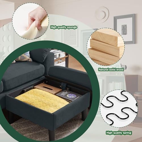 79" Convertible Sectional Sofa Set, Modern Linen Small L Shaped Couch - Image 3
