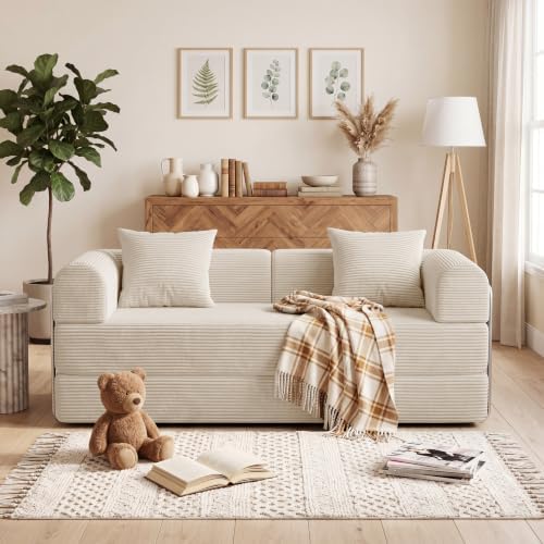 59'' Convertible Compressed Corduroy Folding Cloud Sofa Bed, Modern Boneless by GORGENIUS