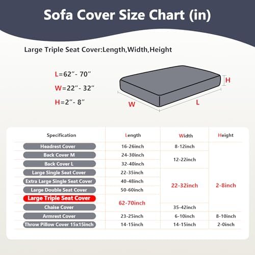 Yoovat Couch Cushion Covers for Sofa Couch Covers Wear-Resistant Universal Sofa - Image 3
