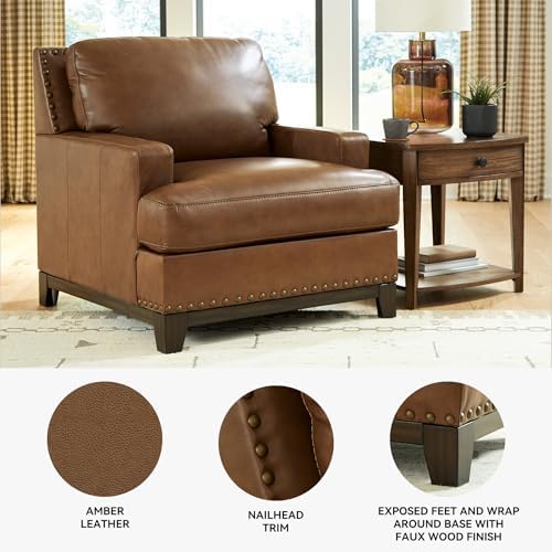 Signature Design by Ashley Oversized Brown Leather Accent Chair - Image 4