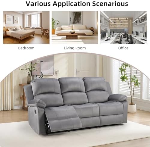 EBELLO Manual Loveseat Recliner Sofa, Soft Microfiber Reclining Couch - Image 6