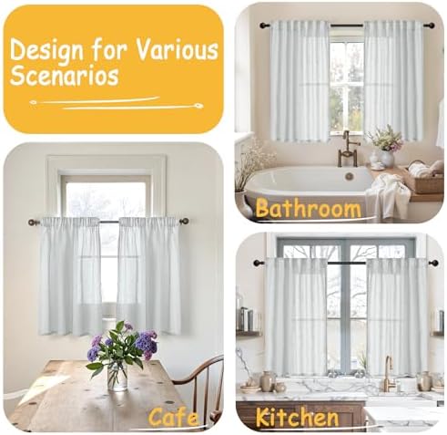 Grey Linen Semi Sheer Curtains 42 X 40 Inch Length - Image 2
