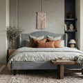 Allewie King Size Bed Frame, Plush Velvet Wingback, Modern Style by Allewie