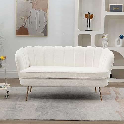 anwickjeff 59" Wide Modern Boucle Loveseat Small Sofa Small Mini Room Couch - Image 3