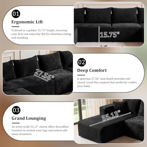 Boneless Couch U-Shaped Sectional Sofa - Image 4