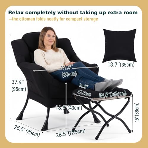 Lazy Chair with Ottoman, Comfy Reading Chair - Image 2