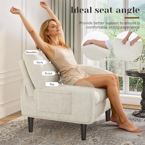 Homkdom Accent Chair with Side Pockets & Ergonomic Backrest - Image 4