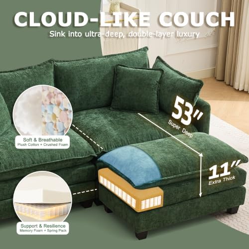 78" Modular Sectional Sofa, L Shaped Cloud Couch - Image 3