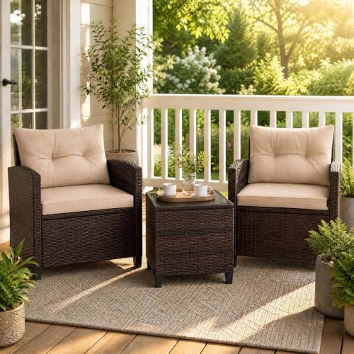 COSTWAY 3PCS Wicker Patio Furniture Set - Image 2