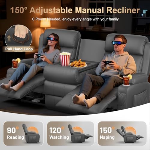 RV Reclining Sofa, Home Theater Seating Loveseat Couch - Image 3