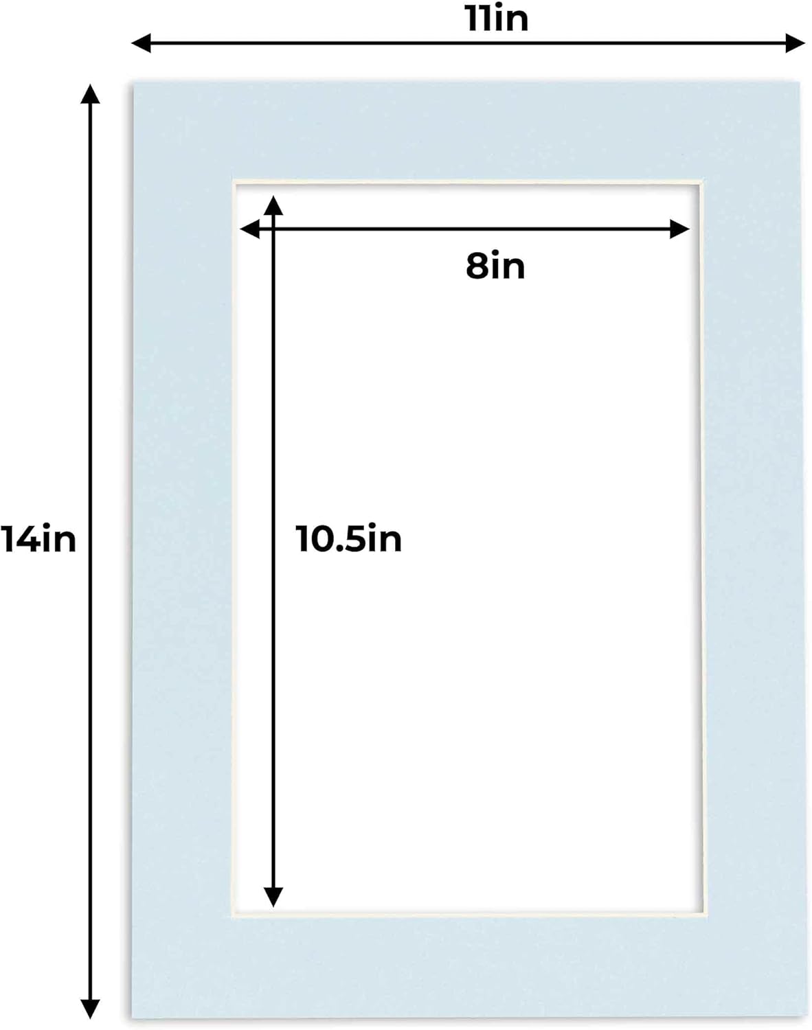 11x14 Mat for 8.5x11 Photo - Precut Baby Blue Picture Matboard for Frames Measuring 11 x 14 Inches - Bevel Cut Matte to Display Art Measuring 8.5 x 11 Inches - Acid Free Pack of 100 MATS