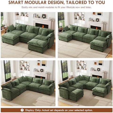 WorthFurni 114" Oversized Modular Sectional Sofa, 7-Seater V Shaped Cloud Couch - Image 5