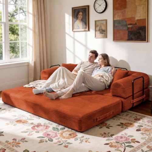 79" Memory Foam Sofa Bed, Convertible Futon Boneless Couch - Image 2