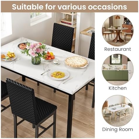 Hooseng Kitchen Table Set 5 Piece Dining Room Table Set Marble Dining Table 4 - Image 6