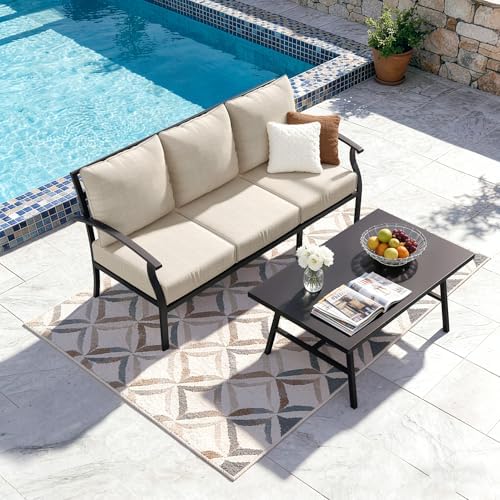 Kullavik 2 Piece Metal Outdoor Patio Furniture Set, Outdoor Sectional Sofa by KULLAVIK