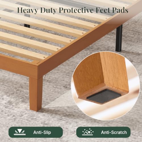 DUMOS Solid Wood Bed Frame, King Size Bed Base - Image 5
