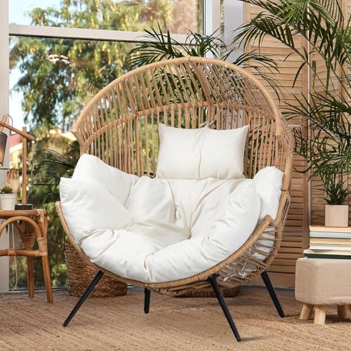JAMFLY Egg Chair Wicker Outdoor Chairs, Patio Chair Oversized Lounger Chair by JAMFLY